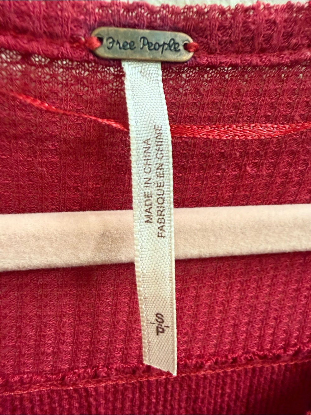 Free People Raspberry High-Low Waffle Henley Tunic - Picture 2 of 11